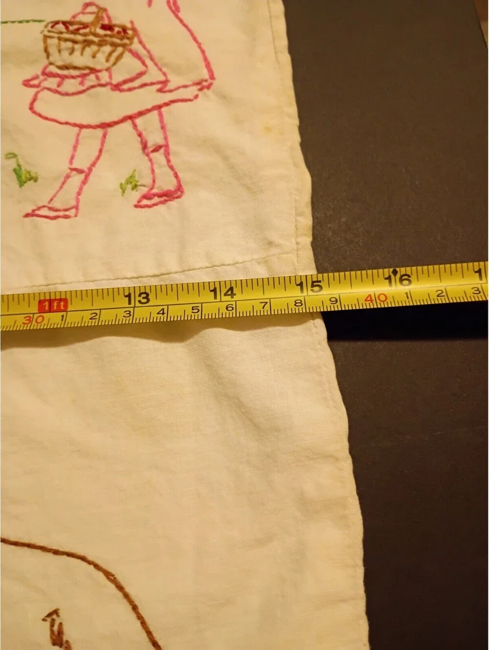 Vintage 50s Handmade Embroidered Baby Doll Quilt Blanket 23x15